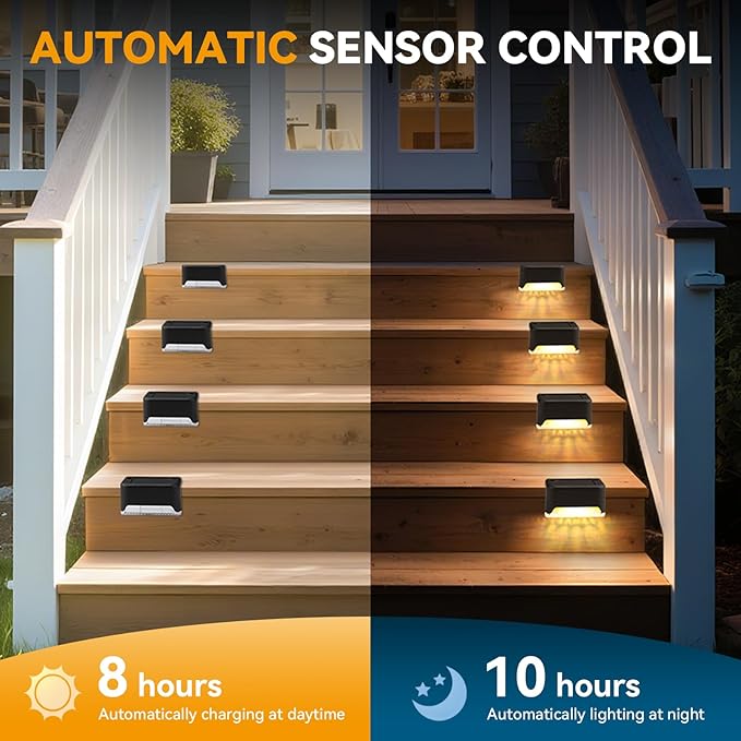 24 Pack LED Outdoor Solar Deck Lights - WaterproofSolar Fence Lights， for Stairs, Fences, Railings Patio Decor & Garden Paths Warm White Outdoor Lights(Warm White)