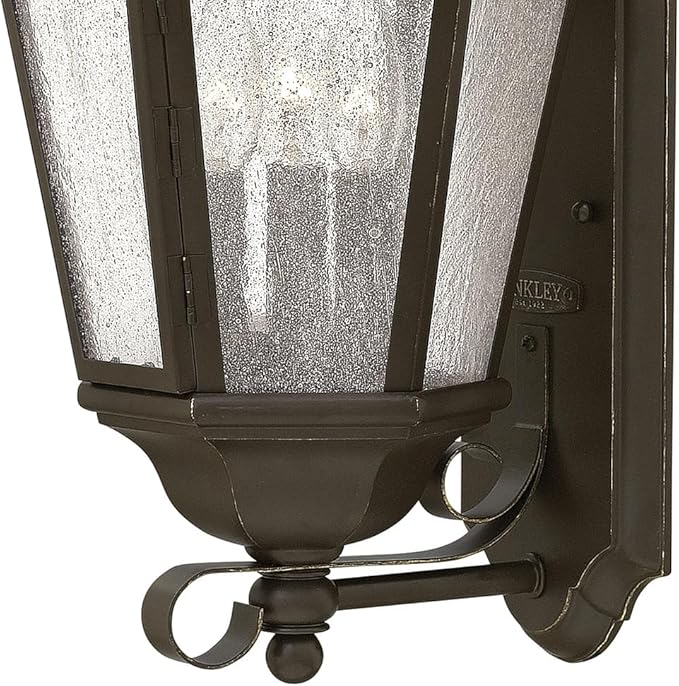 Hinkley Edgewater Medium Wall Mount Outdoor Lantern - Aluminum, Clear Seedy Glass, Traditional - Oil Rubbed Bronze | Lumora
