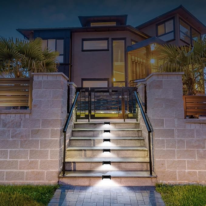 Solar LED Fence Lights Outdoor Waterproof Deck Stair Corridor Lights for Garden Yard Patio 5pcs Black Shell | Lumora