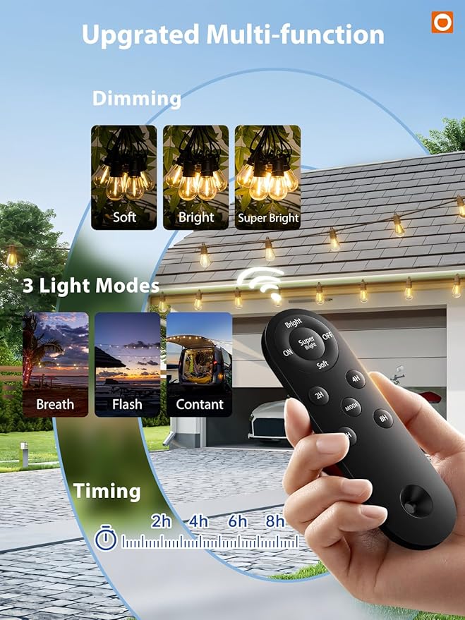 addlon 200FT(192+8) Solar String Lights Outdoor Waterproof 6W Panel with USB Port & Remote Control Solar Powered | Lumora