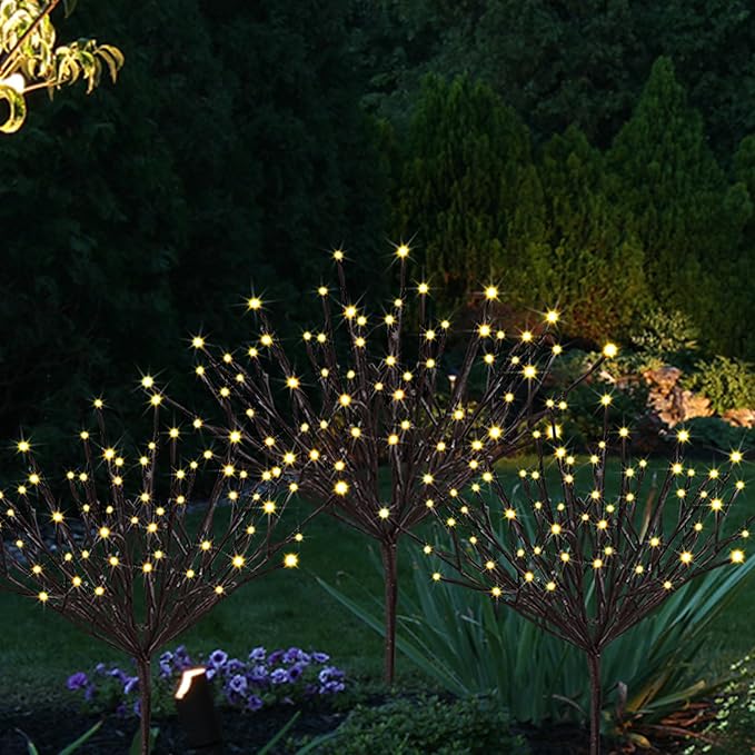 FUCHSUN 3 Pack Solar Outdoor Garden Branch Lights, 2.2 FT 180 LED Lighted Twig Stakes Pathway Branches Light | Lumora