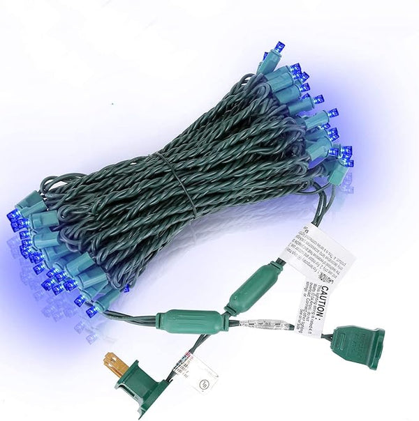 50 Count Blue Christmas Lights 25ft 5mm Blue String Lights, Outdoor & Indoor, Waterproof, Green Wire Mini String | Lumora