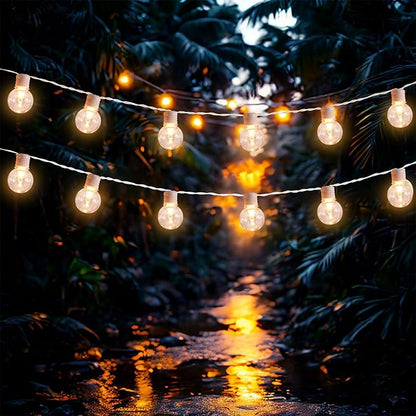 Afirst White Outdoor String Lights 34ft with100 LED Bulbs Waterproof Patio Lights for Garden Backyard Holiday
