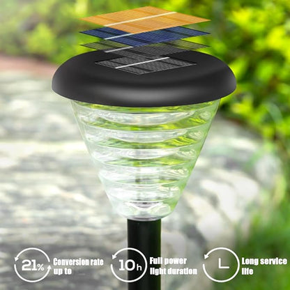 Solar Pathway Lights Outdoor,Color Changing+Warm Lights LED,Home Outdoor Waterproof Villa Garden Landscape Decoration Outdoor Garden Lights,Auto On/Off,Ultra Bright,Black,8pcs