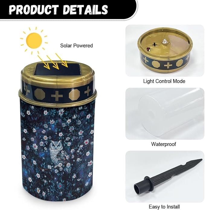 ZOUTAIRONG Owl Solar Light for Cemetery Grave 6 Pack Solar Garden Lights Garden Lights Solar Powered Waterproof Outdoor Cemetery Solar Lights for Grave Solar Lights