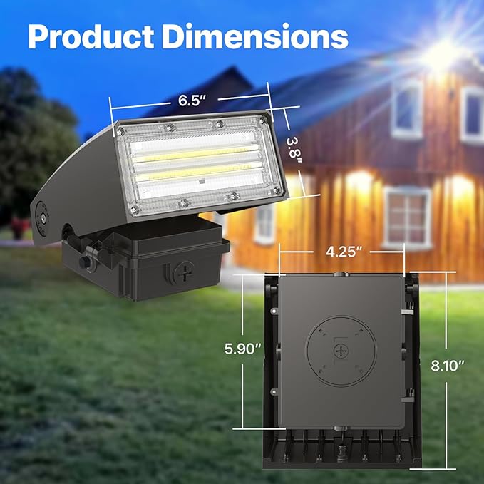 HYPERLITE Wall Pack 60W: 7800lm Dusk to Dawn Photocell Led Wall Packs Outside Lighting ETL Listed, Ideal Adjustable | Lumora