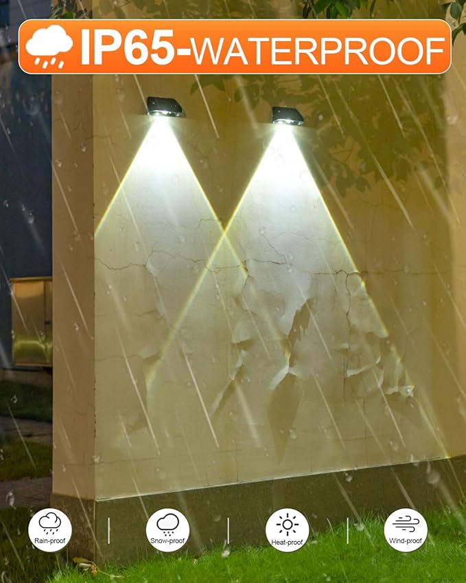 EGOBOO Solar Fence Lights Outdoor 6 Pack, IP65 Waterproof Solar Powered Wall Lights for | Lumora