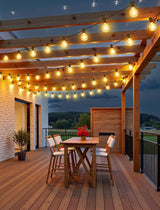 100FT(4x25FT) Solar String Lights Outdoor with Remote, Waterproof Dimmable 3 Modes Patio Light with 40+3 LED G40 | Lumora