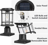 Emliviar 13 Inch Outdoor Solar Post Light, Dusk to Dawn Post Lighting Fixture with Remote Control, Removable Pier | Lumora