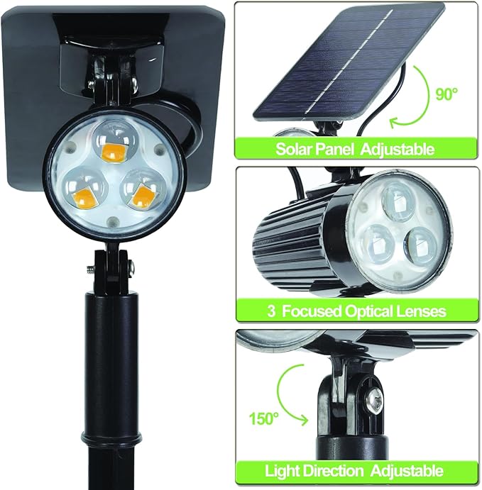 SUNLONG Solar Lights Outdoor Waterproof Spot Lights Dusk to Dawn Warm White Spotlight Landscaping Wall Lights for | Lumora