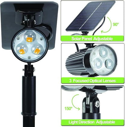 SUNLONG Solar Lights Outdoor Waterproof Spot Lights Dusk to Dawn Warm White Spotlight Landscaping Wall Lights for Yard Flag Pathway(4 Pack)