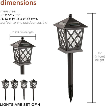 Alpine Corporation 16" Tall Outdoor Solar Powered Pathway LED Light Stakes (Set of 4)