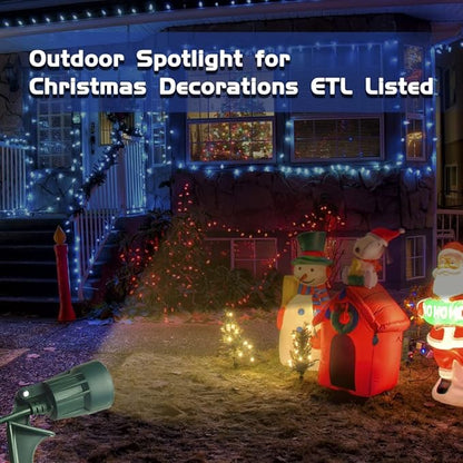 Outdoor Spotlight Plug in, Weather Resistant, Heavy Duty Stake, Landscape Light for Yard, Tree, Flag, Holiday Decor, 6FT Cord, 120V 300LM 5000K, Green, ETL Listed, 2Pack