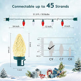 C9 LED Christmas Lights Outdoor with 50 Spring Clips, 50ft 50 LED Waterproof Strawberry String Lights, Commercial | Lumora