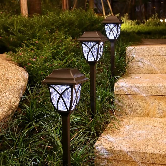 6 Pack Solar Pathway Lights, Outdoor Solar Light Waterproof Automatic on/Off Garden Decoration, Courtyard Terrace Lawn Walkway Deck Waterproof Landscape Light (White)