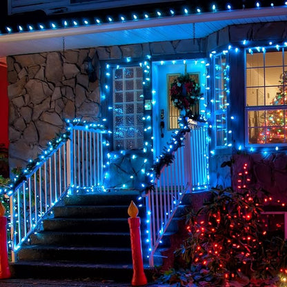 YULETIME Blue C6 Strawberry LED Christmas Lights, 33 ft 100 Count 4" Spacing One-Piece High Waterproof UL Certified String Light (Blue)