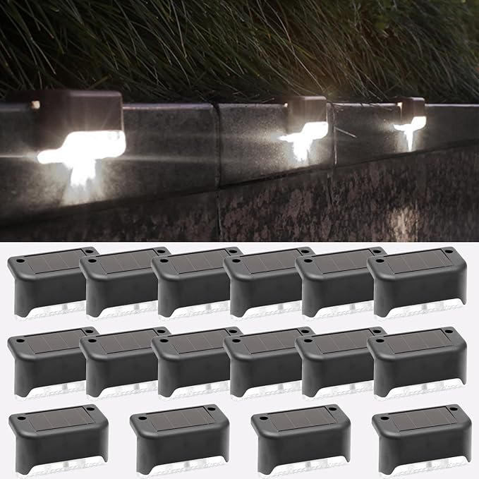 Fohil 16 Pack Solar Fence Lights Outdoor, Solar Step Lights LED Waterproof Patio Decor Solar Powered Deck Light for | Lumora