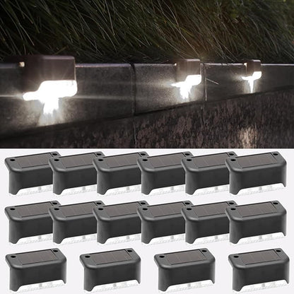 Fohil 16 Pack Solar Fence Lights Outdoor, Solar Step Lights LED Waterproof Patio Decor Solar Powered Deck Light for Outdoor Stairs, Step, Fence, Yard, Backyard, and Pathway(Cool White)