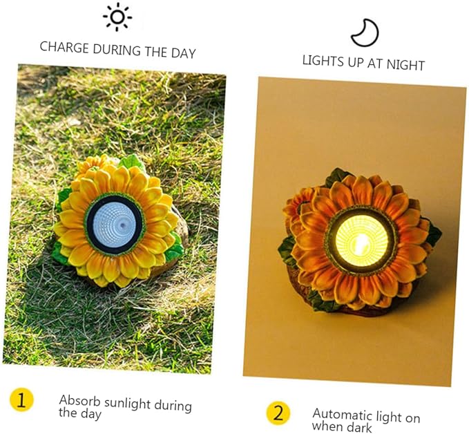LIFKOME Solar Flower Light Sunflower Garden Decor Easy Installation Outdoor Lamp for Pathway Patio and Wedding Decoration High Conversion Solar Panel for Automatic Dusk Illumination