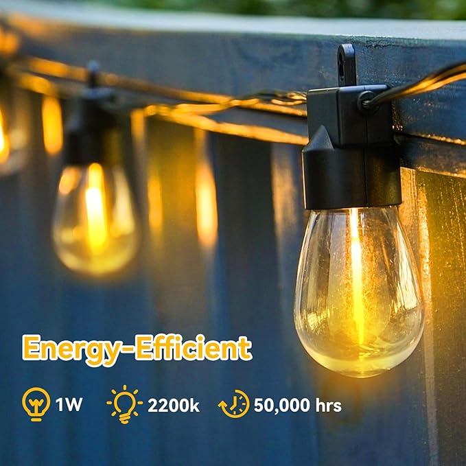 Aialun 24FT LED Outdoor String Lights, Outside Patio Backyard Light with S14 2700K Shatterproof Edison Bulbs | Lumora