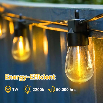 Aialun 24FT LED Outdoor String Lights, Outside Patio Backyard Light with S14 2700K Shatterproof Edison Bulbs, Heavy-Duty Commercial Grade Weatherproof Strand Decorative Café Porch Bistro Garden Tree