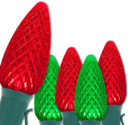 Wintergreen Lighting 50 C9 OptiCore LED Commercial Outdoor Christmas Lights – Heavy Duty Christmas String Lights; Green Wire (50 ft, Red/Green)
