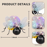 Solar Lights Outdoor Bee Decor with Crackle Glass Globe Lights - Cute Metal Bee Decor for - Garden Figurine Light | Lumora