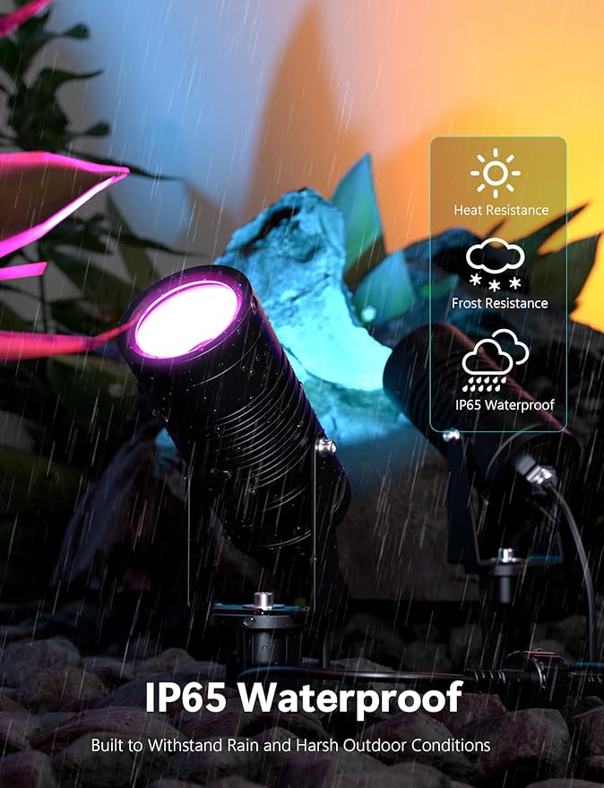 Smart Landscape Lights, APP Controlled RGBCW Color Changing Spot Lights, IP65 Waterproof 24V Low Voltage Outdoor | Lumora