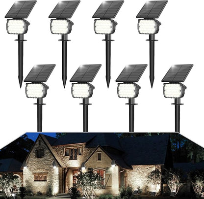 VOLISUN Solar Spotlight Outdoor, IP67 Waterproof Solar Landscape Spot Lights，Uplights for Yard Garden Pathway - 8 Pack (Cool White) 27 LED 3 Lighting Modes