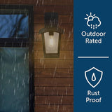 Home Luminaire 31703 Spence 1-Light Outdoor Wall Lantern with Seeded Glass and Built-in GFCI Outlet, Black | Lumora