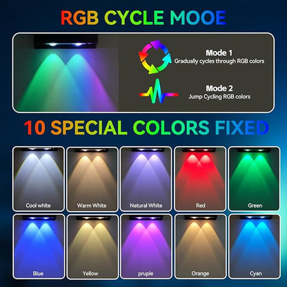 Fence Lights Solar Powered,RGBWW Spotlight Lens,10 Colors,Solar Lights Outdoor,Patio,Garden Walls (WL09-MAX)