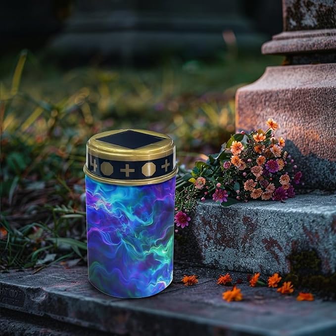Marble Solar Garden Lights for Cemetery Solar Lights Outdoor Garden, Eternal Lights for Cemetery Grave Decorations