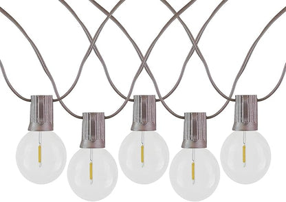 Novelty Lights 50 Feet G50 LED Patio String Light Set with 50 Bulbs, Warm White, Weather Resistant and Shatterproof Replaceable Plastic Globe Bulbs, Brown Wire