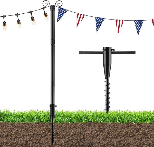String Light Poles for Outside, 11 Feet Lights Poles with Mount Anchor, Outdoor Lighting Poles Hanging Backyard | Lumora
