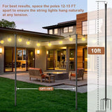 6 Pack String Light Poles for Outside, Heavy-Duty Metal Poles for Outdoor String Lights with Fork, Adjustable | Lumora