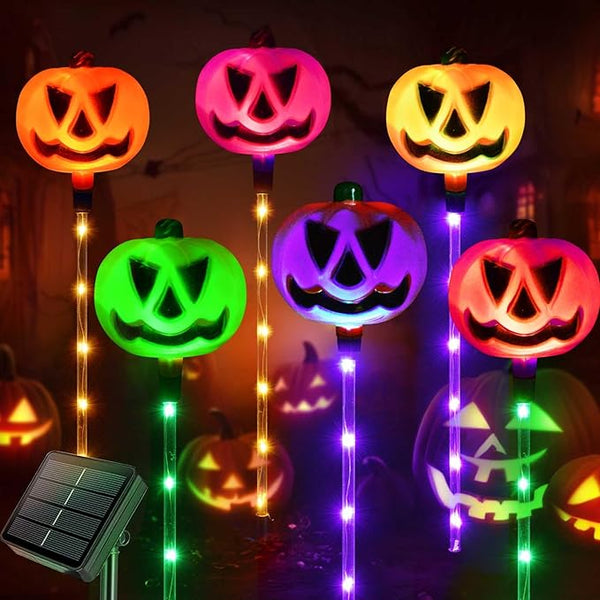 Homeleo Set of 6 Solar Pumpkin Pathway Lights for Halloween Decorations Outdoor, Color Changing Outdoor Lights | Lumora
