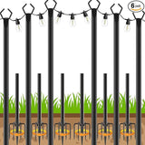 6 Pack String Light Poles, Outdoor String Light Pole 10 ft Forked Metal Light Pole with Adjustable Outdoor Light | Lumora