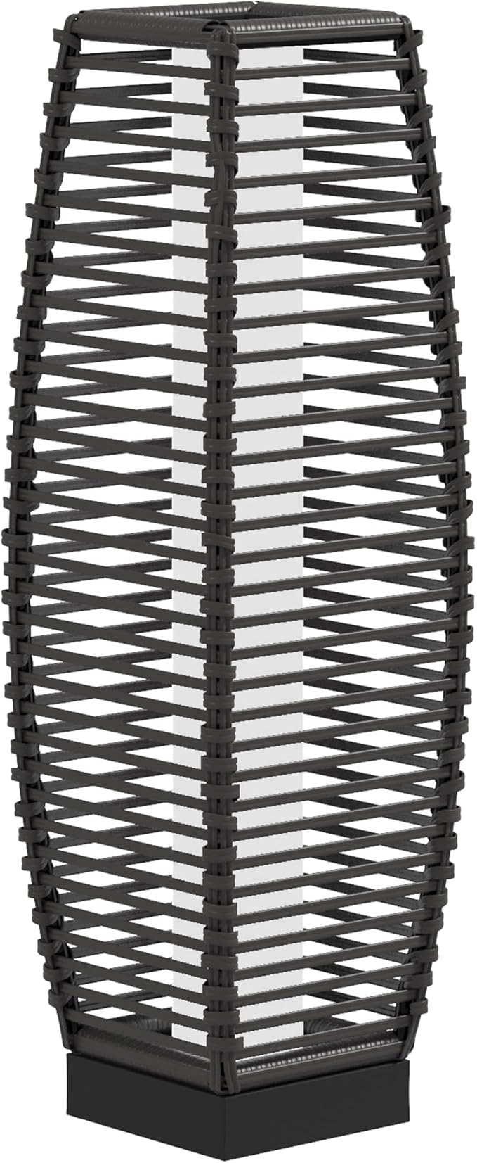 Outsunny Solar Floor Lamp, Outdoor Rattan Garden Lantern Pathway Light & Decorative Driveway Lighting with Auto On/Off LED Lights for Porch, Yard, Lawn, Courtyard, Deck, Gray