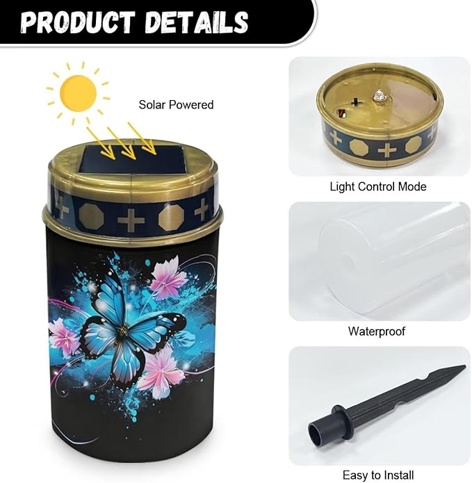 ZOUTAIRONG Solar Light for Cemetery Grave Solar Garden Lights Outdoor Garden Lights Solar Pathway Lights Outdoor Cemetery Solar Lights for Grave Solar Lights Flower Blossom