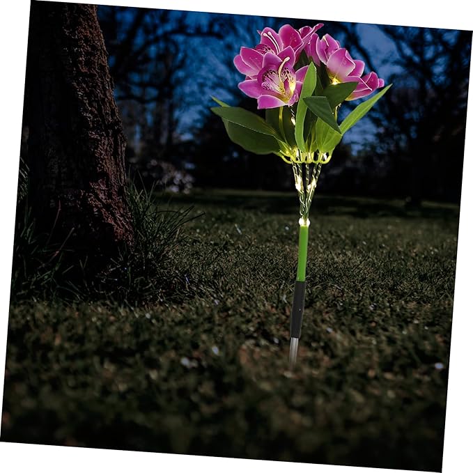 BESTOYARD Led Solar Flower Stake Lamp Outdoor Garden Light Design for Elegant Decoration Easy Installation for Pathway and Lawn Decor