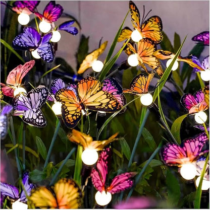 Solar Butterfly Lights Outdoor Waterproof - Garden Decor with 8 LED Solar Powered Butterfly String Lights, Weather-Resistant for Yard, Patio, Lawn (Color, 4 Packs)