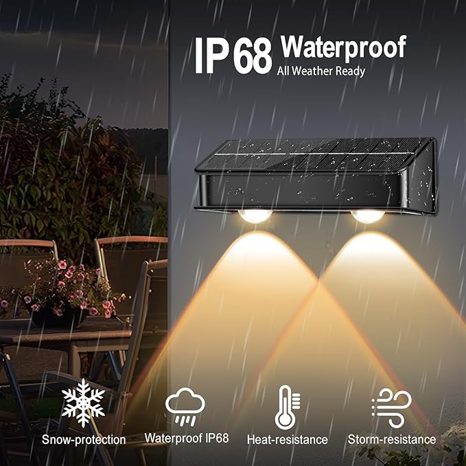Solar Fence Lights Outdoor, 2 Pack Color Changing Fence Lights Solar Powered with 9 RGB Colors & 11 Lighting Modes, IP65 Waterproof Dusk to Dawn Fence Lights for Patio, Deck, Wall, Backyard