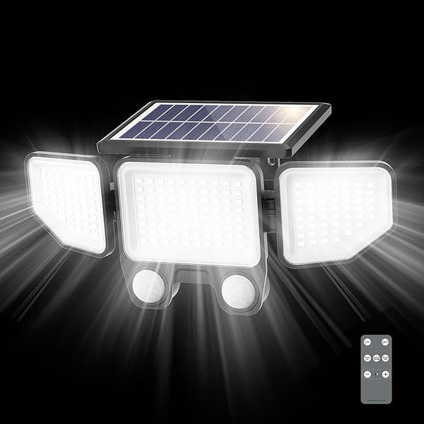 Onforu Solar Lights Outdoor, 3000LM 180 LED Motion Sensor Flood Lights with Remote Control, 3 Modes, IP65 | Lumora