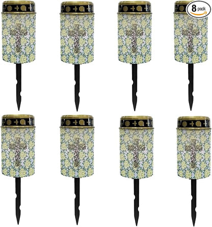 Cross Floral Solar Lights Outdoor,Solar Stake Lights Garden Lights,Waterproof Solar Lights for Outside Yard Patio Walkway Decoration Landscape Lighting Spotlight