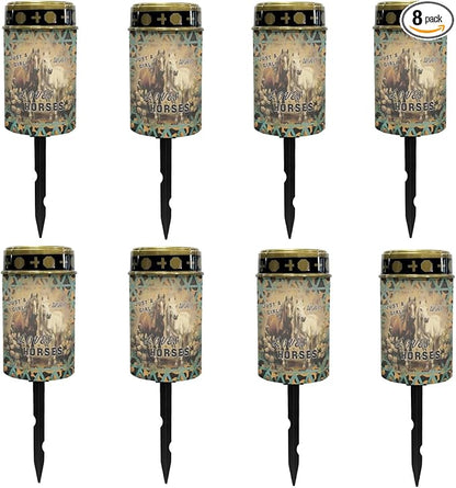 Vintage Aztec Horse Solar Lights Outdoor Waterproof Horse Solar Lantern Stake Lights Solar Pathway Lights for Outside Flameless Solar String Lights,Wall Light Auto On/Off