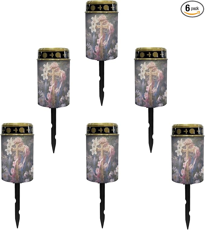 Solar Outdoor Lights Solar Lights Waterproof Solar Cross for Cemetery Garden Stake Lights Solar Pathway Lights for Yard Driveway Decoration Landscape Lighting Spotlights-Warm White Lights