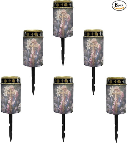 Solar Outdoor Lights Solar Lights Waterproof Solar Cross for Cemetery Garden Stake Lights Solar Pathway Lights for Yard Driveway Decoration Landscape Lighting Spotlights-Warm White Lights