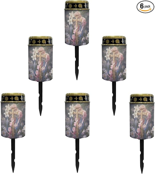 Solar Outdoor Lights Solar Lights Waterproof Solar Cross for Cemetery Garden Stake Lights Solar Pathway Lights for Yard Driveway Decoration Landscape Lighting Spotlights-Warm White Lights
