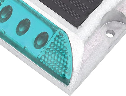 Solar Driveway Lights, Cast Aluminum IP68 Light with 72H Runtime for Pathway and Highway Marking (Green)