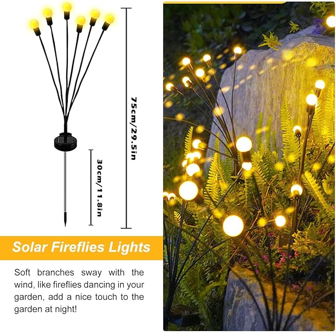 Solar Garden Lights, 8 Pack Waterproof Outdoor Swaying Lights for Patio, Garden, Pathway Decoration